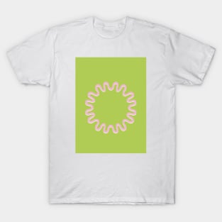 Waves Circle Frame - Pink Green T-Shirt